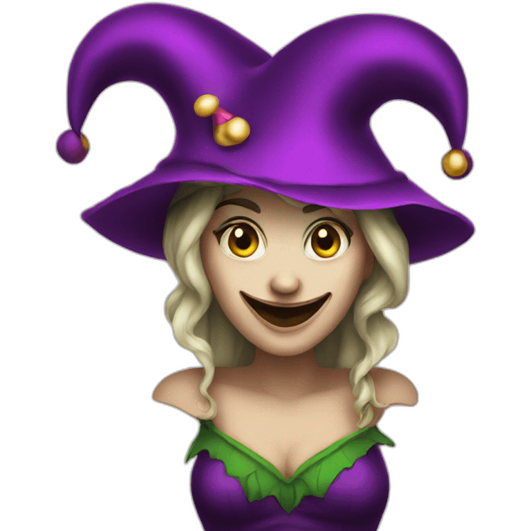 women evil jester with hat emoji