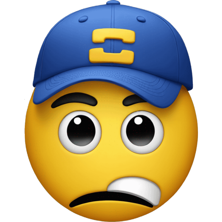 sad smiley face in a sports cap emoji