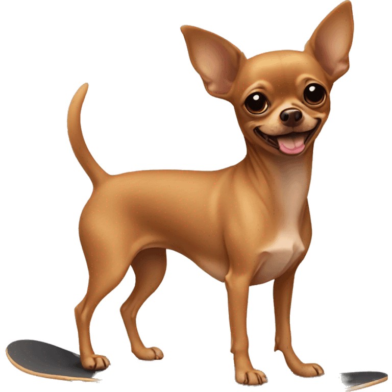 brown chihuahua with no legs on a skateboard emoji