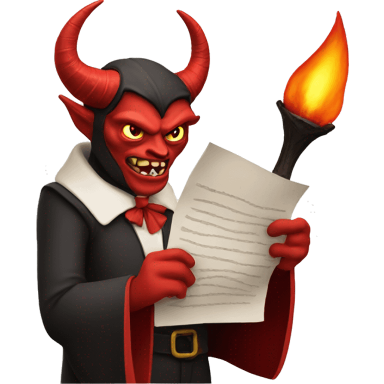 Devil holding contract emoji