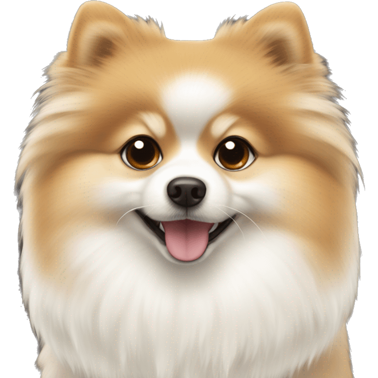 pomerian spitz with cream and white colored wool and dark brown eyes emoji