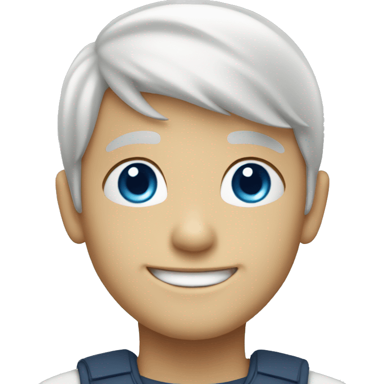 smiling boy with white hair and blue eyes emoji