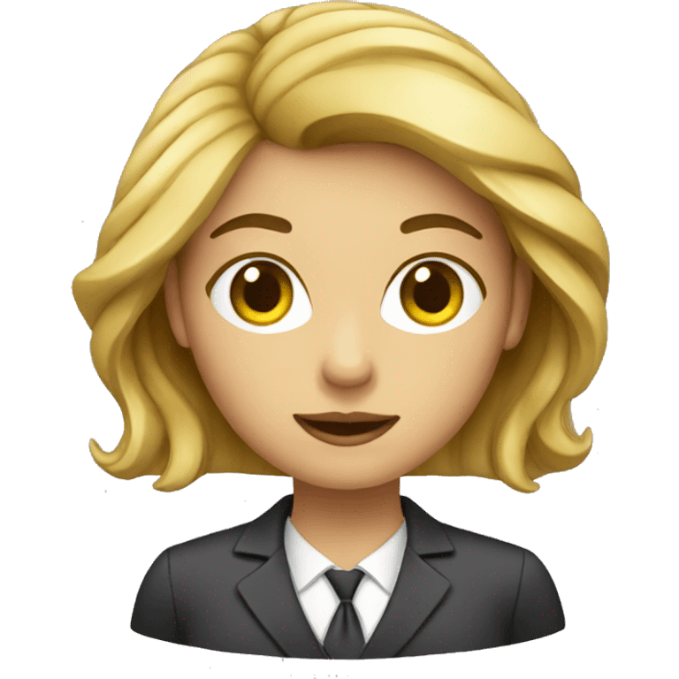 female banker with money emoji