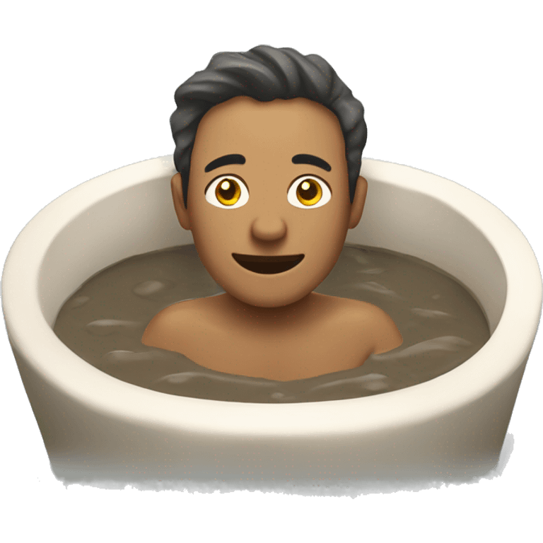 a man inside a mud bath in a bathtub spa emoji