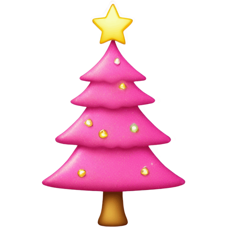 Pink Christmas tree with glitter and lights emoji