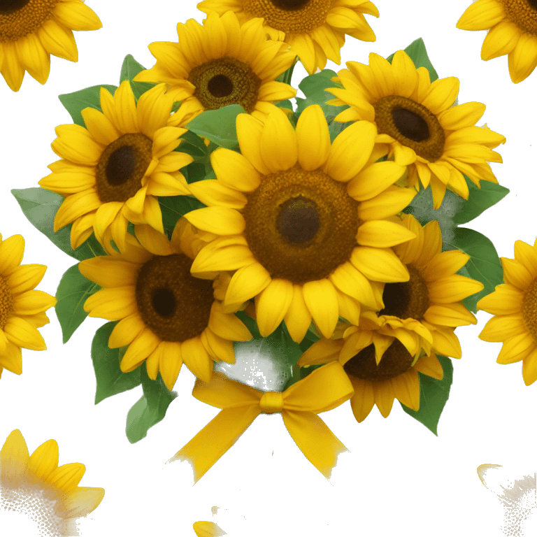 Sunflower bouquet with yellow ribbon emoji