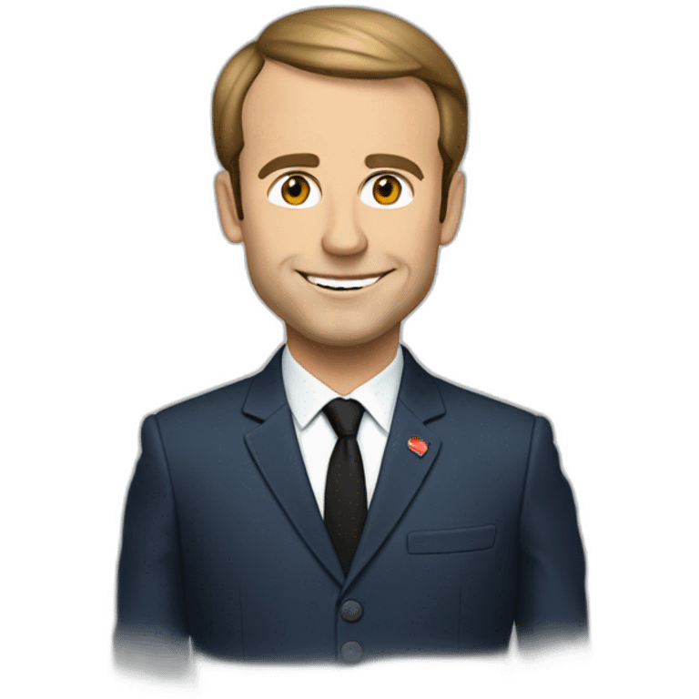 Macron avec un ordinateur emoji