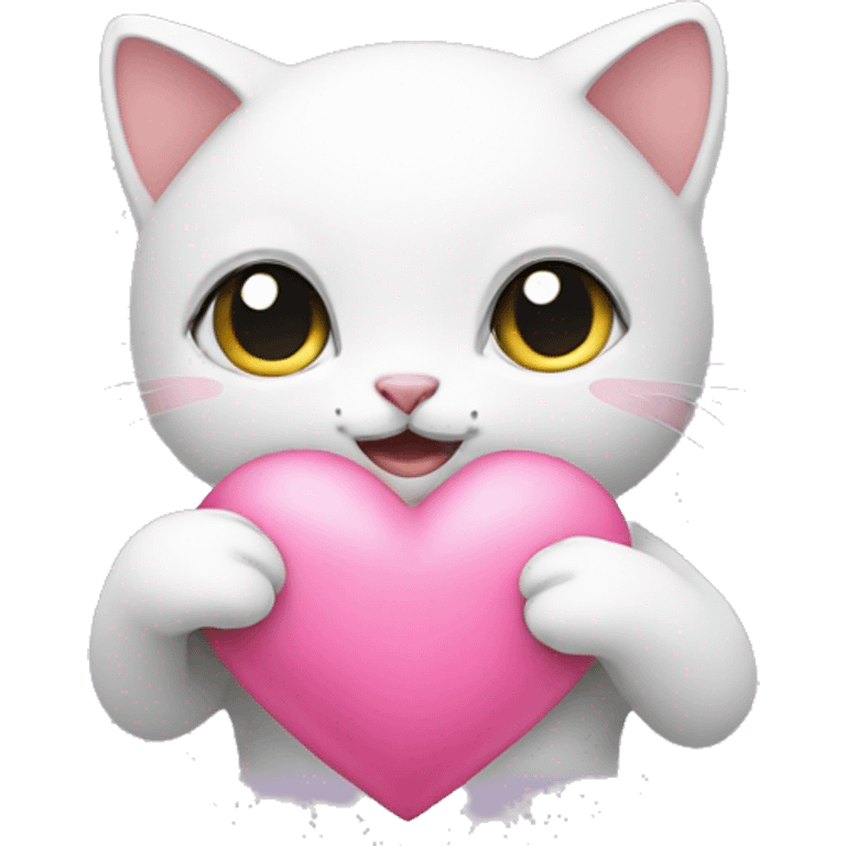 kitty holding a pink heart  emoji