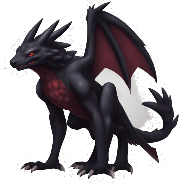 cool edgy black and maroon Dark-type nargacuga Salandite Vernid Sergal Pokémon full body by LiLaiRa, by Falvie emoji