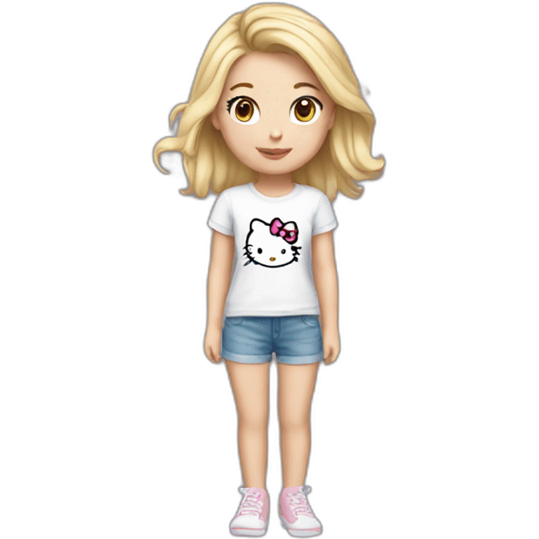 White girl with hello kitty t shirt  emoji