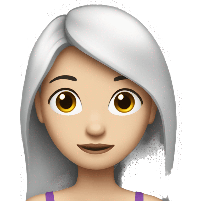 pale woman long black hair doing yoga emoji