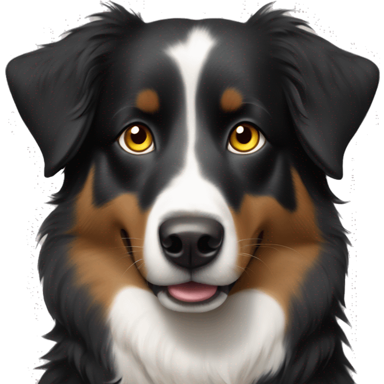 black Australian shepherd without white with yellow eyes and a lowered ear emoji