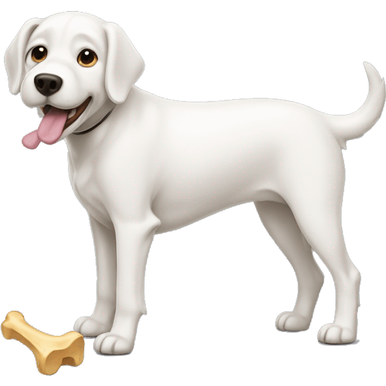 white dog with bone emoji