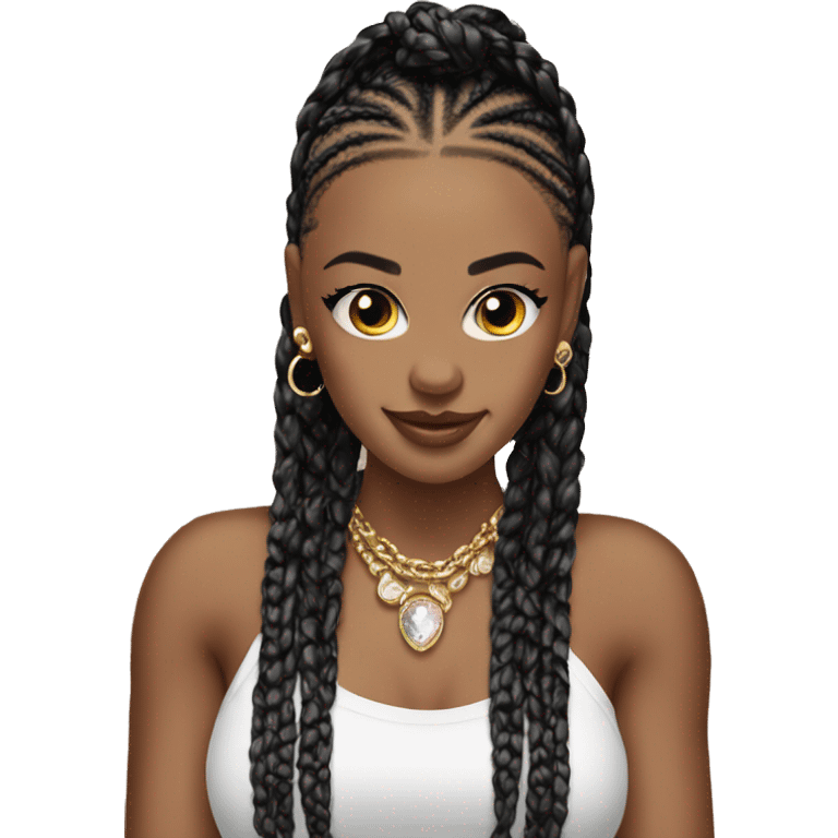 Emoji with stunning beauty boxbraids with jewelry emoji