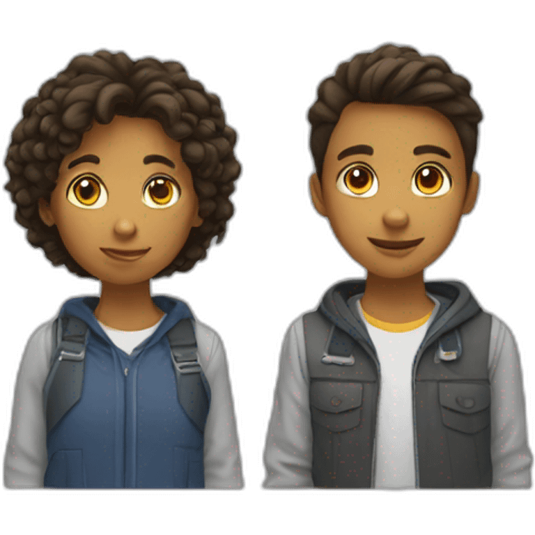 2 adolescents qui font équipe emoji