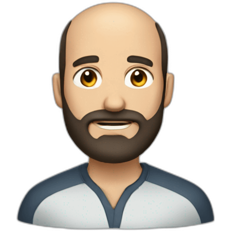 man, full beard, dark hair, receding hairline emoji