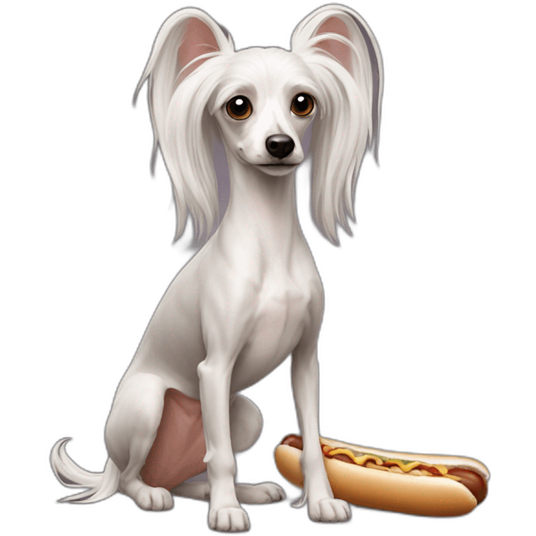 Chinese Crested hot-dog emoji