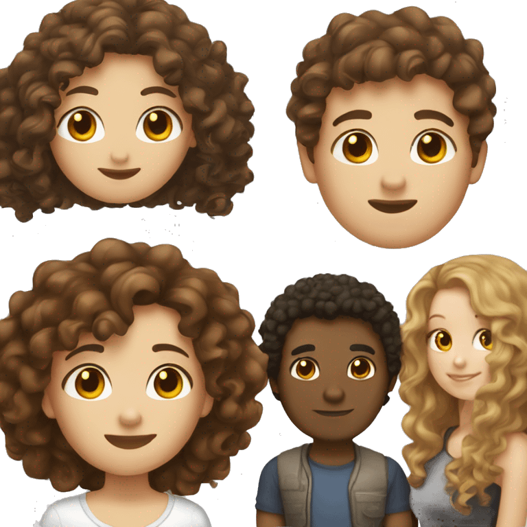 girl with brown curly hair and white skin and with her boyfriend with brown curly hair emoji