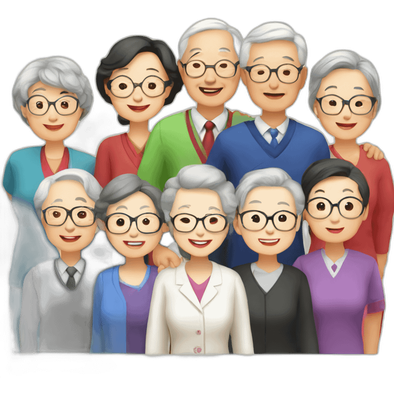 10 Chinese Seniors together with older lady teacher emoji