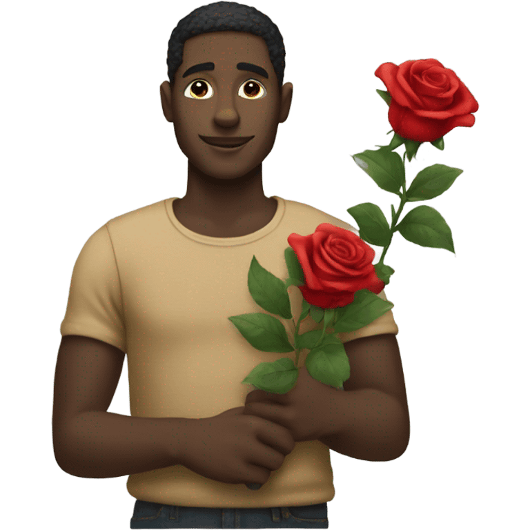 Black guy holding roses emoji