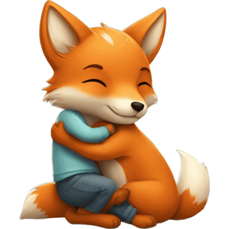 little fox hugging a little white boy emoji