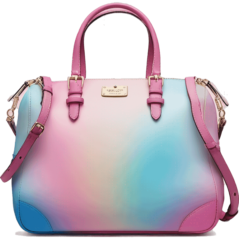 Realistic isolated cotton candy ombre kate spade satchel purse.  emoji