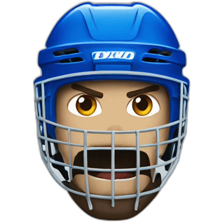 angry hockey player wearing blue helmet emoji