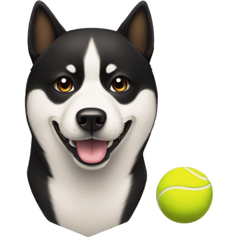 Black Shiba Inu with tennis ball in mouth  emoji