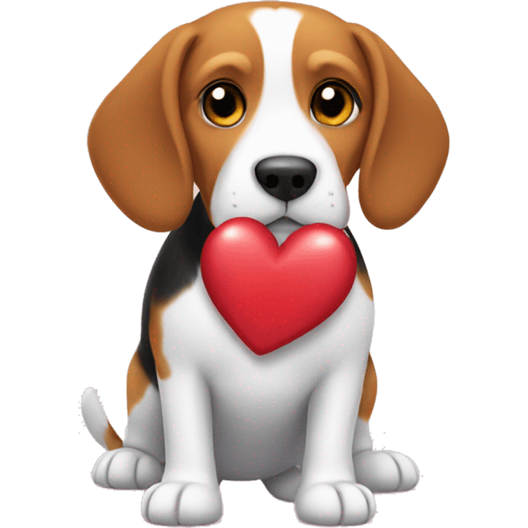 Beagle holding heart emoji