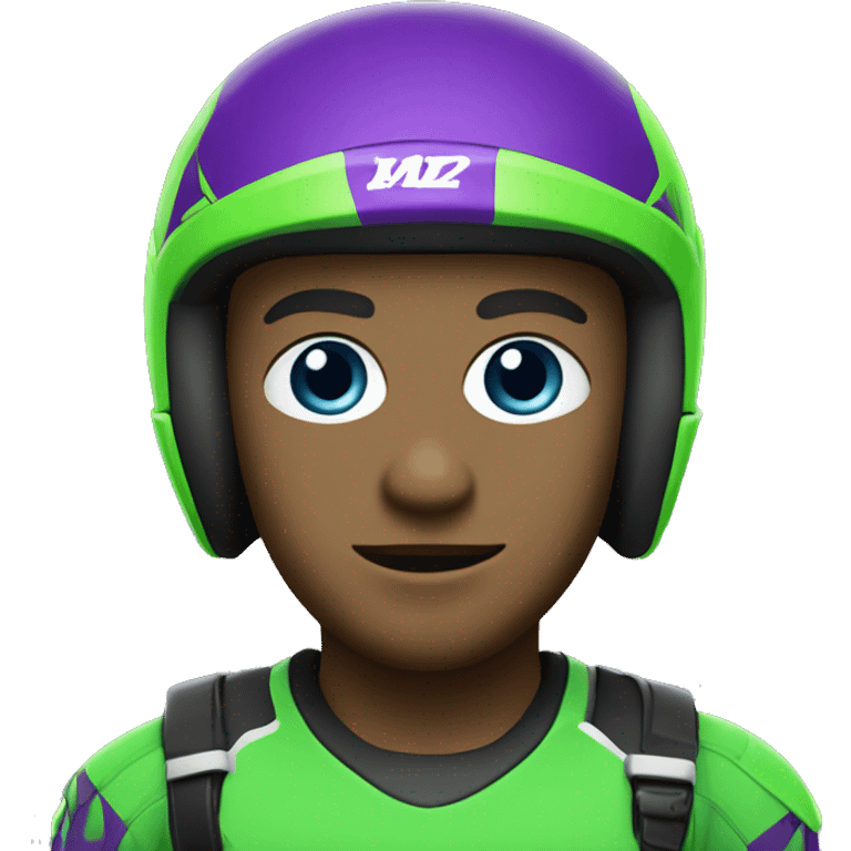 motocross man in green and purple front emoji