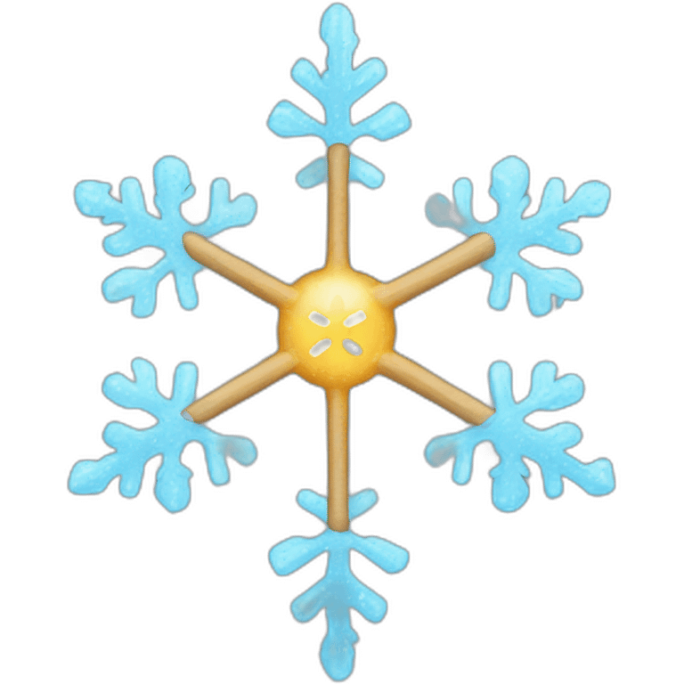 a snowflake with a magic wand in his hands emoji