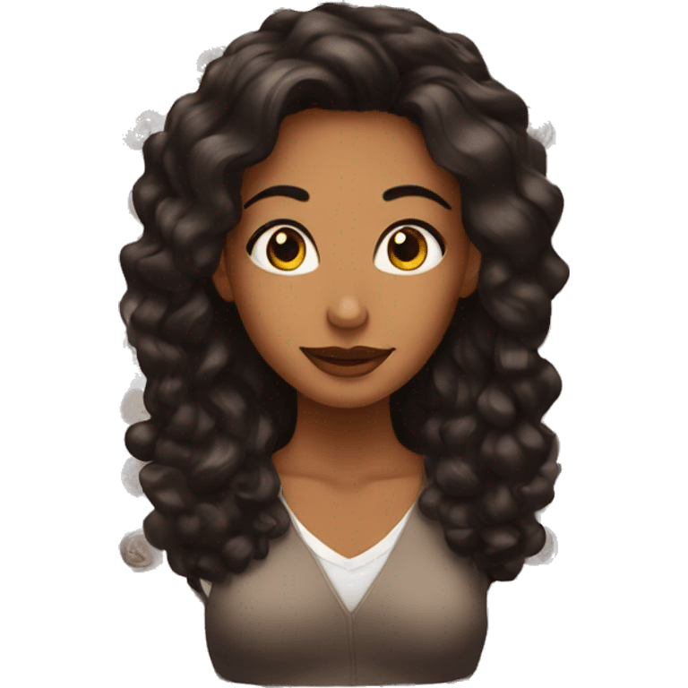 mujer pelo negro con los ojos cafes emoji