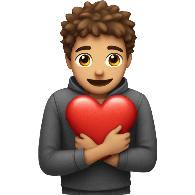 Guy hugging a heart emoji