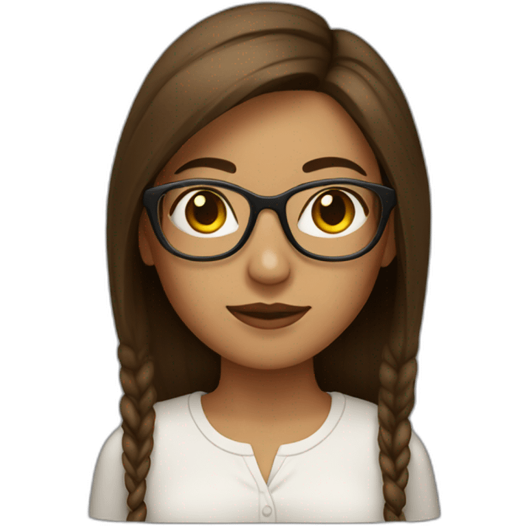 Latin woman with straight brown hair, freckles and gold glasses. emoji