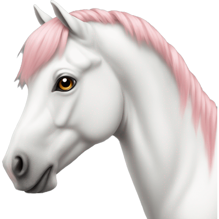 a white horse with ginger spots and a pink nose emoji