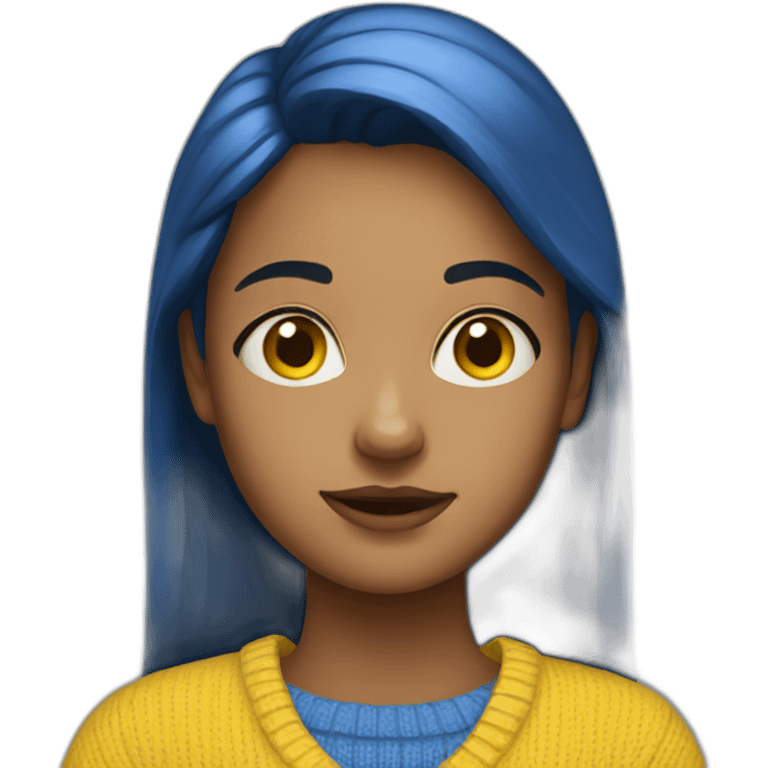 Girl in blue and yellow sweater emoji