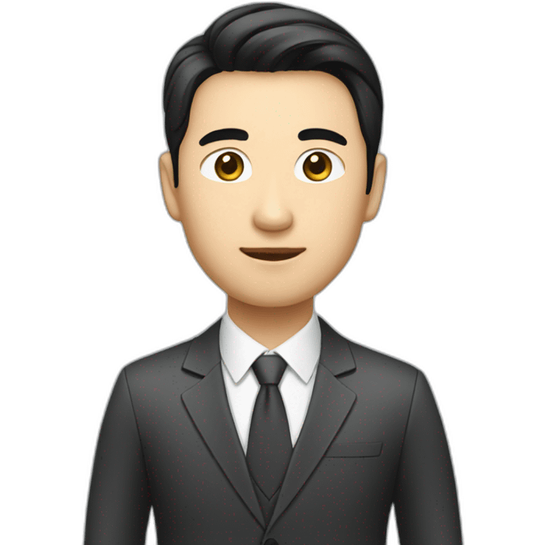 Male investment manager in professional clothes, black hair, asian, with a laptop emoji