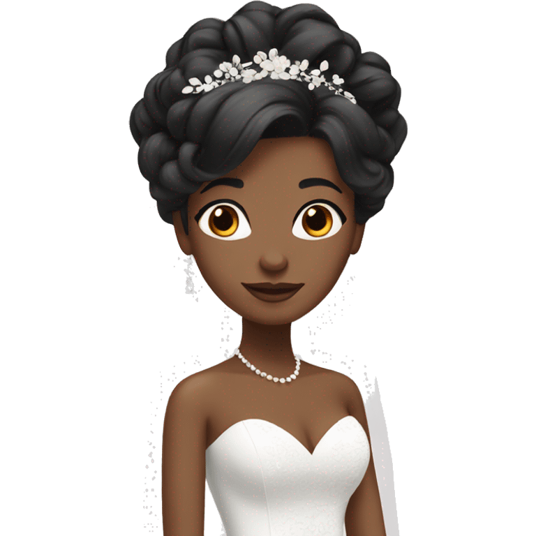  bride with brown skin and black hair emoji