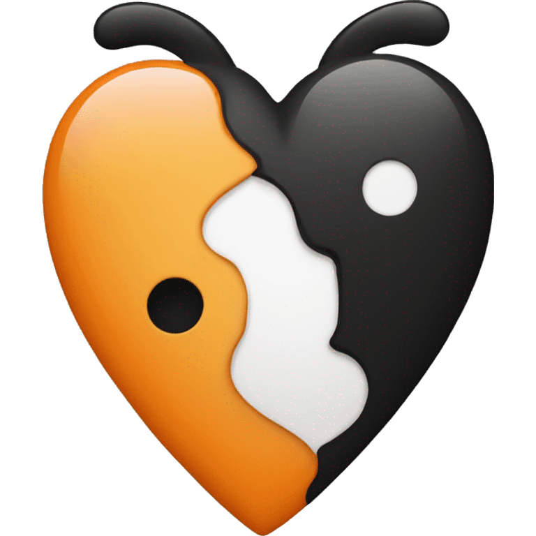 Half black and half orange heart emoji