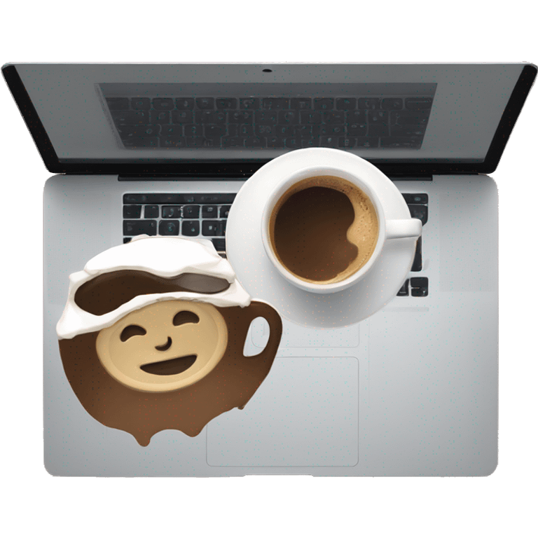 Aesthetic macbook with coffee emoji