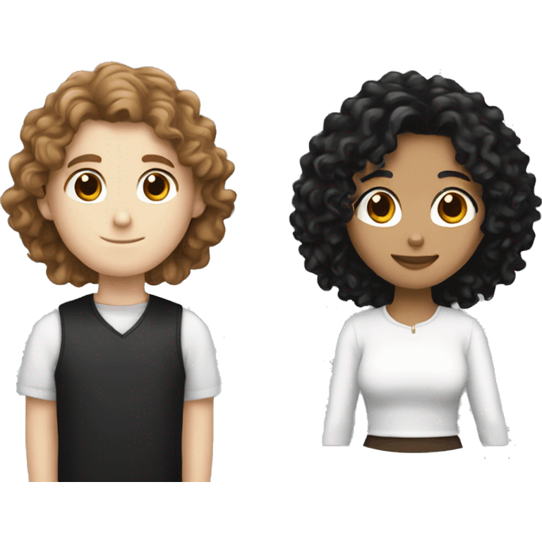 white boy with brown hair and white girl with long black curly hair emoji