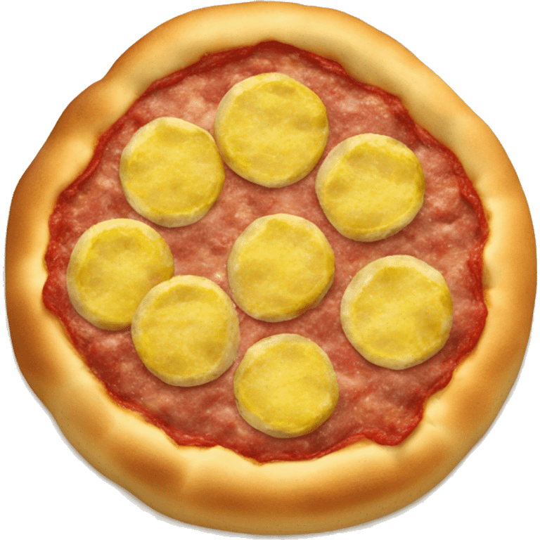 small round pizza bread no cheese and no pepperoni with minced meat on top and a slice of lemon emoji