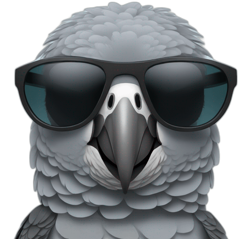 African grey parrot wearing black sunglasses emoji