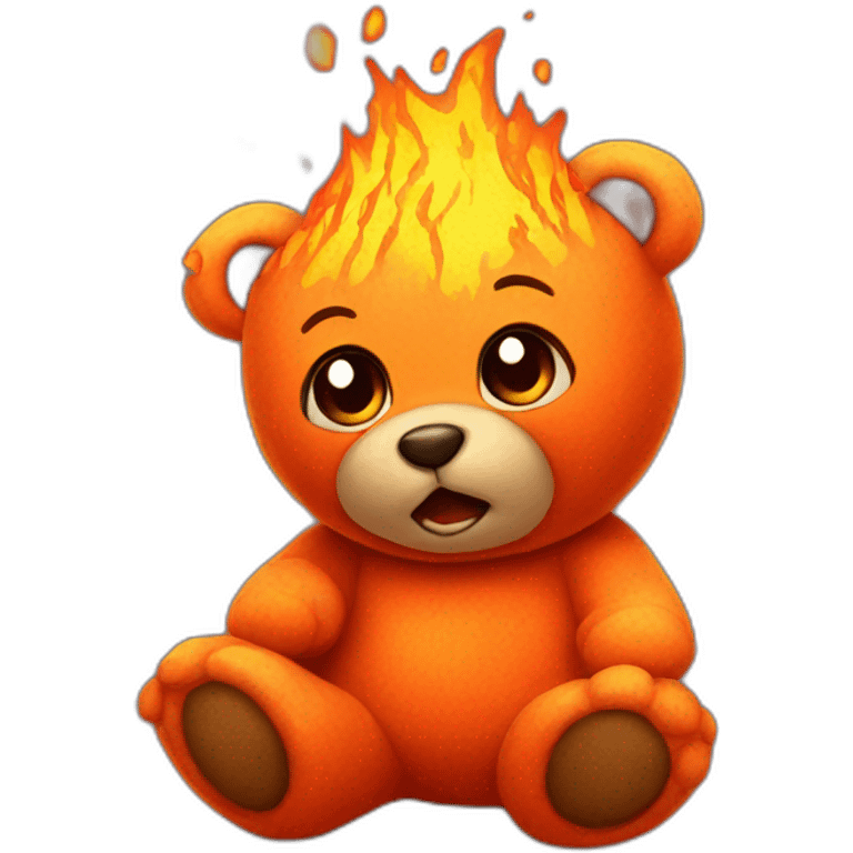 teddy bear playing in lava emoji