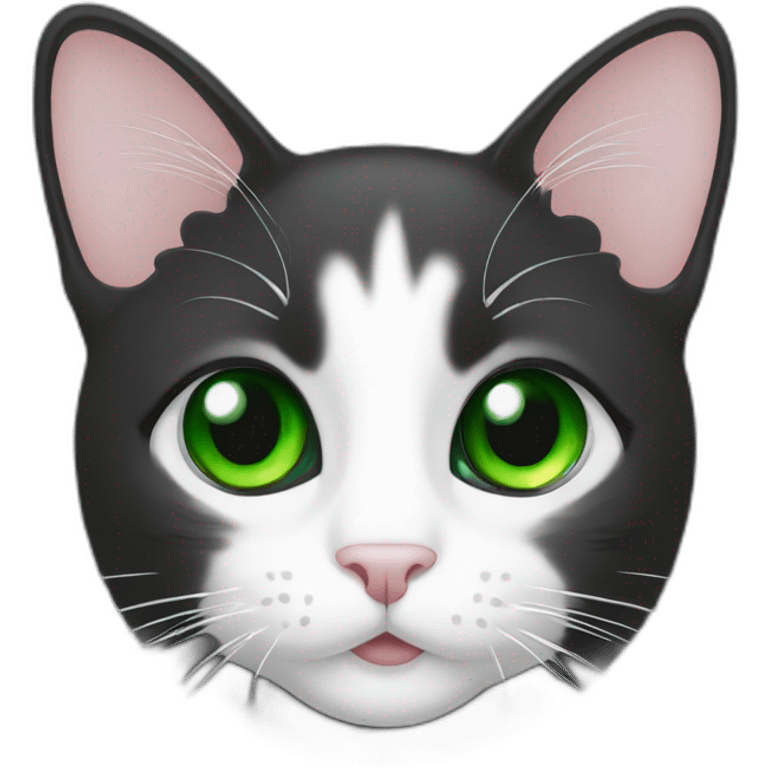 cat black and white with green eyes emoji