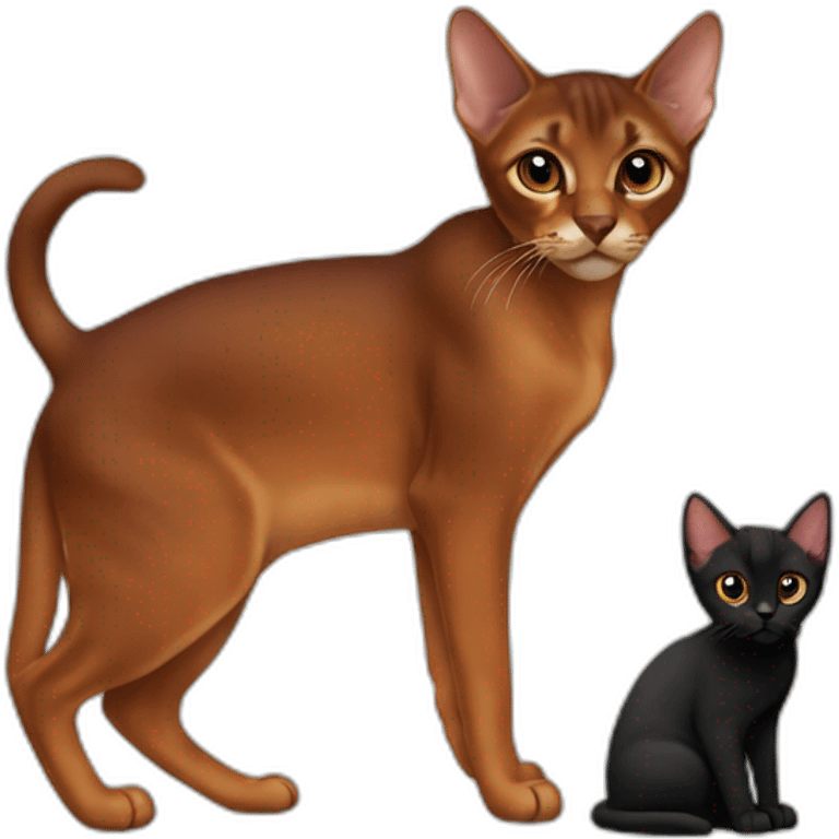 Abyssinian cat dark red with small black kitten emoji