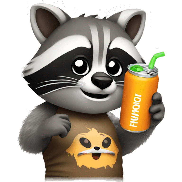 Raccoon holding an energy drink emoji