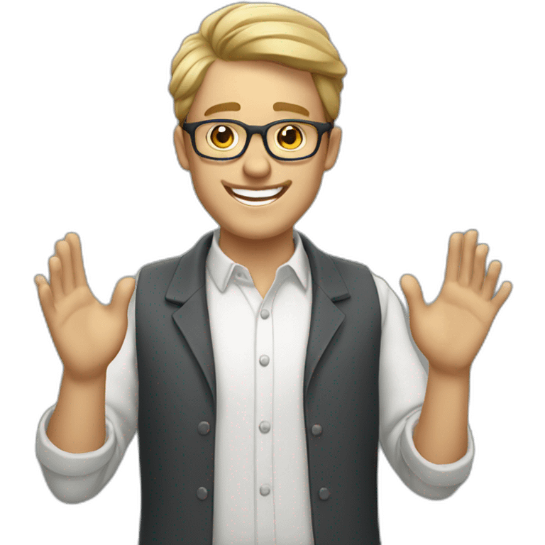 White man with glasses smiling and giving applauses by clapping hands  emoji