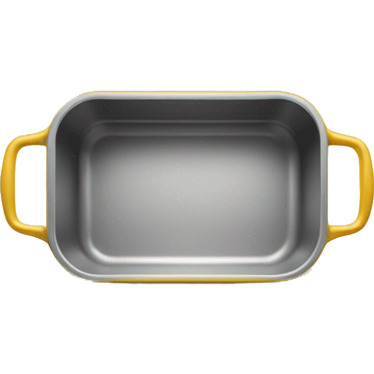 Realistic empty metallic yellow baking pan with handles emoji