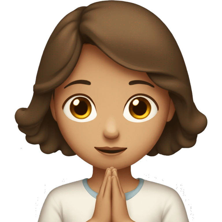 a girl with brown hair is praying emoji